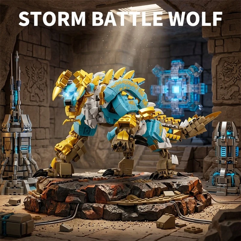 1028PCS Storm Zinogre Wolf Building Blocks Model Set,Monster Hunter Series Bricks,DIY Ornament&Collectible Toy,Holiday Gift