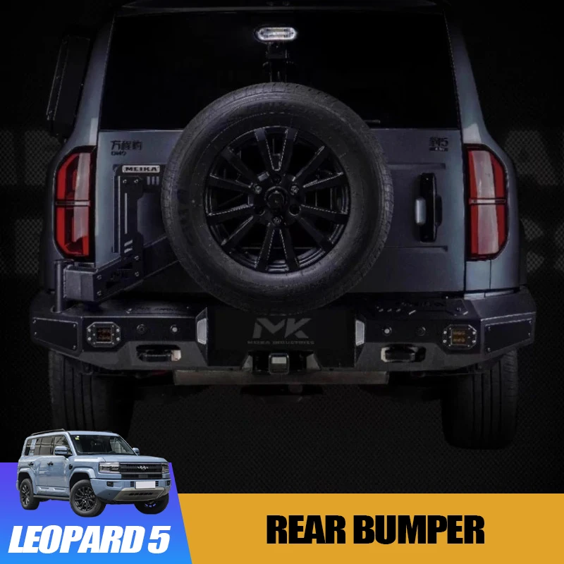 MK Style Black Knight Rear Bumper for BYD Leopard 5 2023-2024 Off-Road Racing Bar with Integrated Recovery Points Accessories