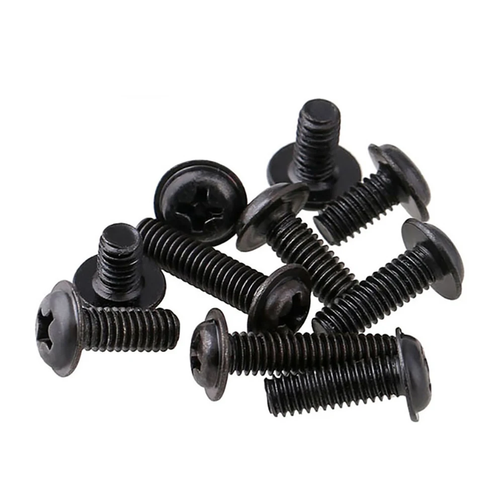 10 Stück PWM M2 M2.5 M3 M4 M5 M6 Schwarze Kohlenstoffstahl Kreuzschlitzschrauben mit Rundkopf und Unterlegscheibe – Detail 2