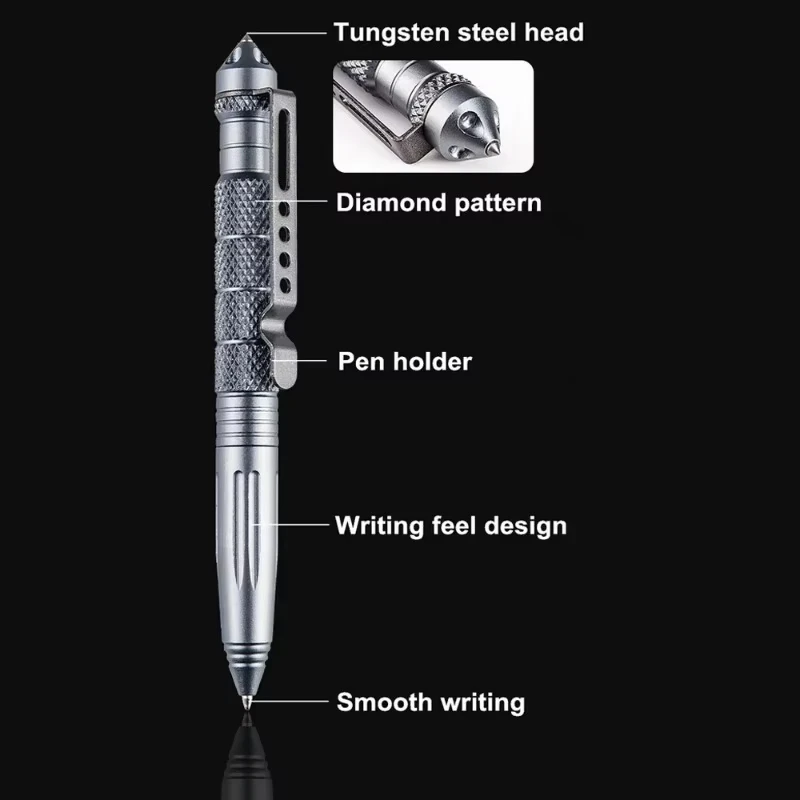 Tactical Pen with Glass Breaker, EDC Survival Self-Defense Tool for Outdoor Camping, Emergency Hammer, Premium Aluminum Gift Men