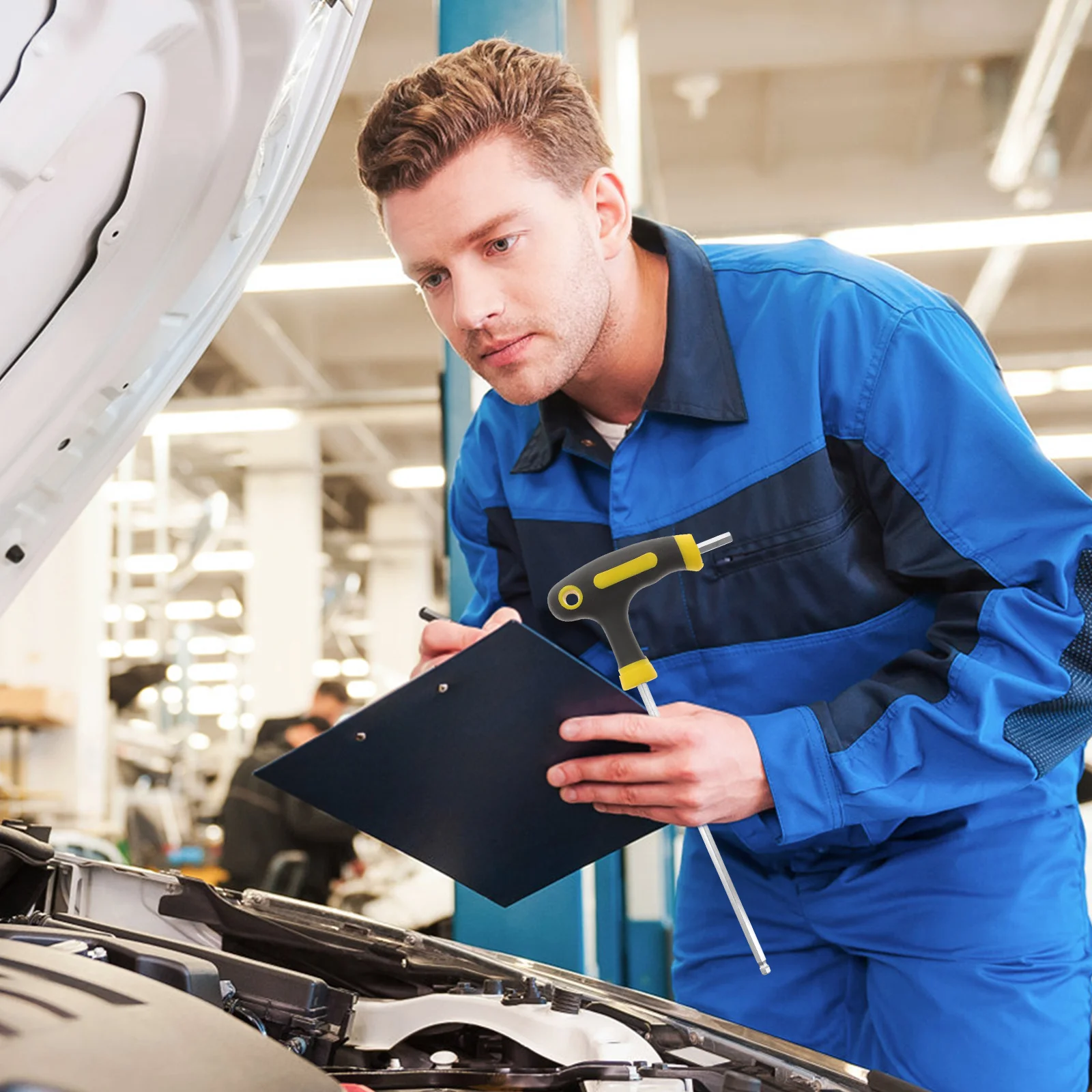 

2Pcs T Handle Ball End Hex Key Heat Treated Alloy Steel Mechanical Tool for Automotive Woodworking Electronic Repair