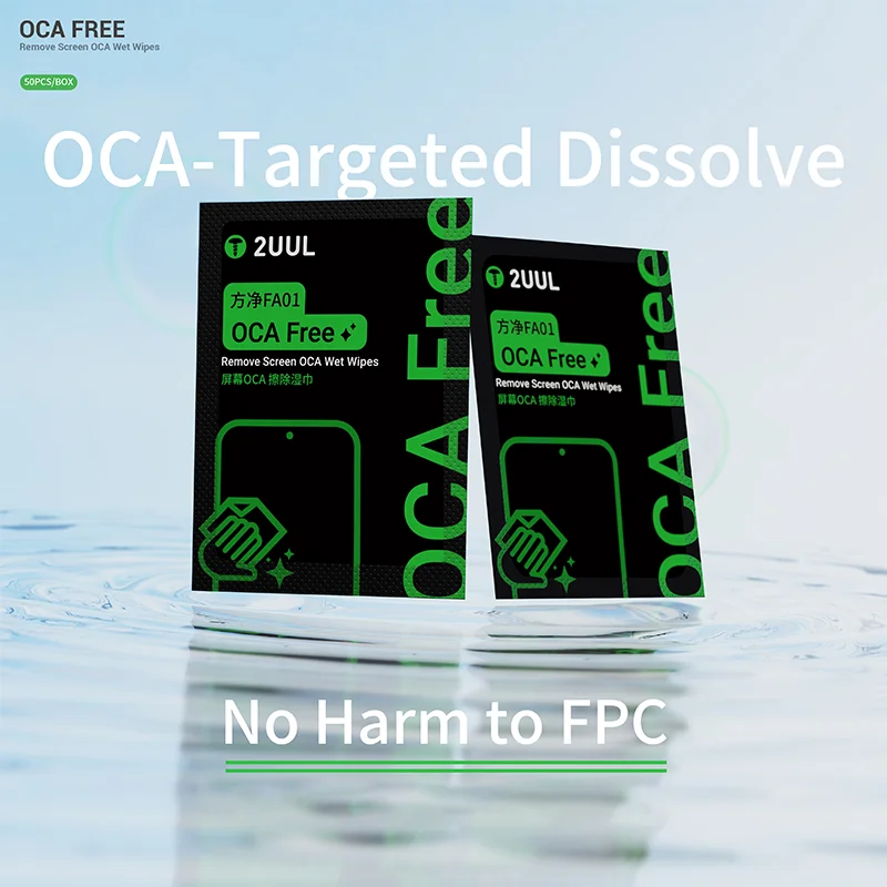 

2UUL FA01 50 шт. влажные салфетки для чистки ЖК-экрана, применимые к экрану сотового телефона, планшета, чистящие средства для очков, без пыли, ремонт ткани