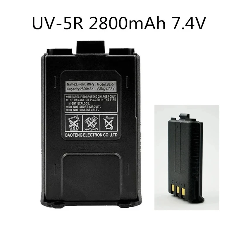 Compatible with UV-5R 2800mAh Li-ion Battery 7.4V Rechargeable BL-5 Battery UV5R Walkie Talkie Two-Way Radio Accessories