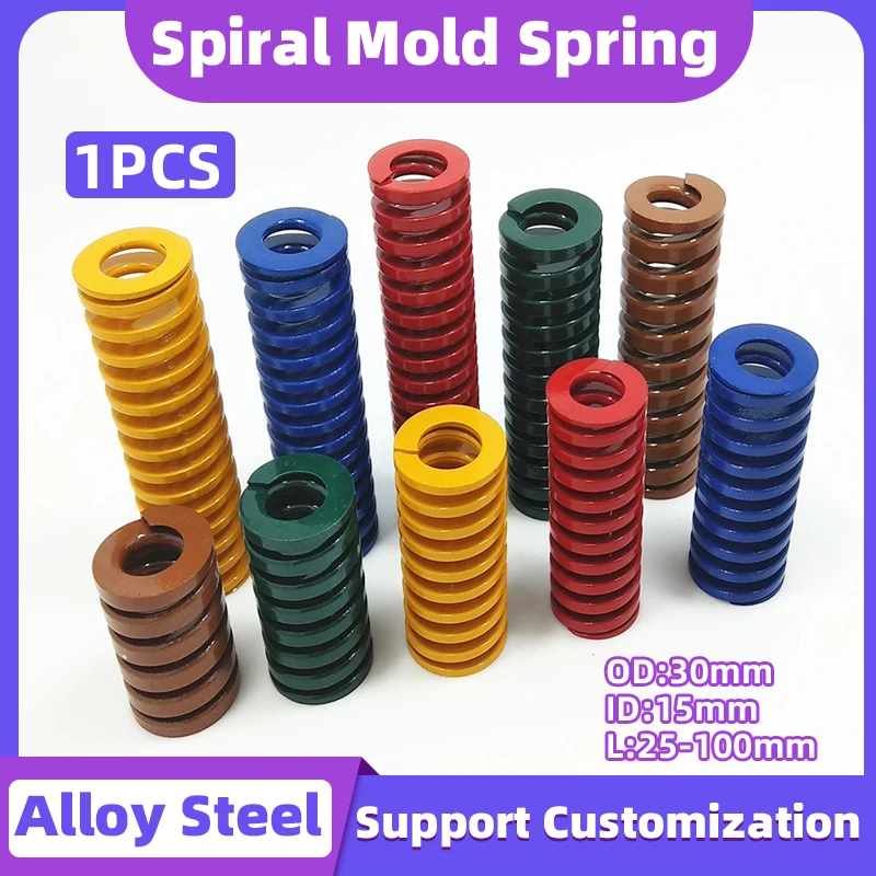 

Creamily 1PCS Mould Die Spring 30x15xL Spiral Stamping Compression Die Springs Outer Dia=30mm Inner Dia=15mm Length 25-100mm