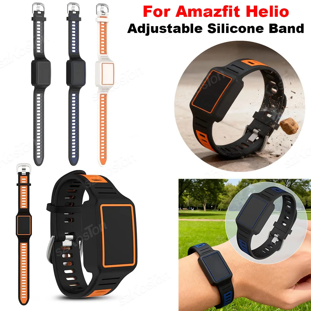 

For Huawei Amazfit Helio Strap Adjustable Silicone Band Breathable Sport Wristband for Fitness Tracker Loops Accessories