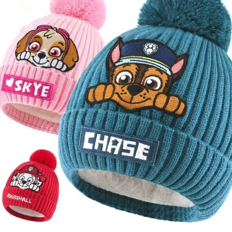 Cartoon Children's Hat Chase/Skye Boys and Girls Paw Patrols Children's Hat Daily Matching Anti-freeze Knitted Hat Holiday Gift