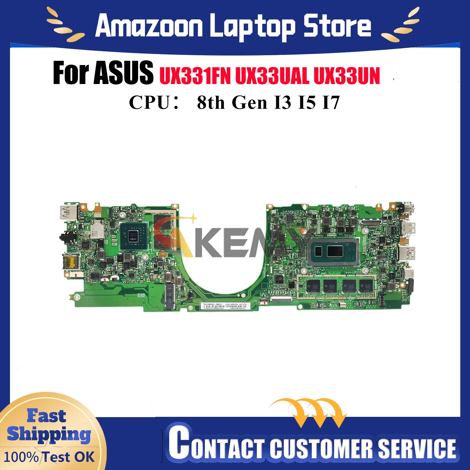 

UX331FN Laptop Motherboard For ASUS ZenBook BX331U UX33UAL UX33UN UX331 U3300U Mainboard W/ I3 I5 I7 CPU 100% tests OK fast ship