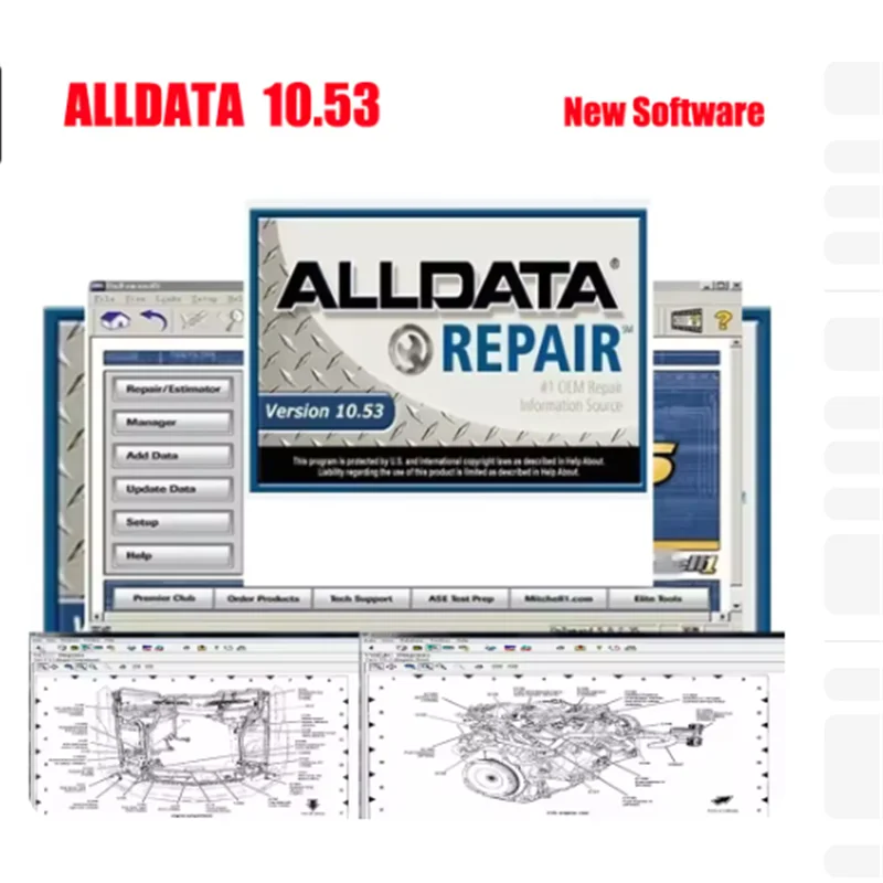 Новейшая версия Auto Alldata Repair Software 10.53 программное обеспечение Alldata Поддержка автомобильных автомобилей