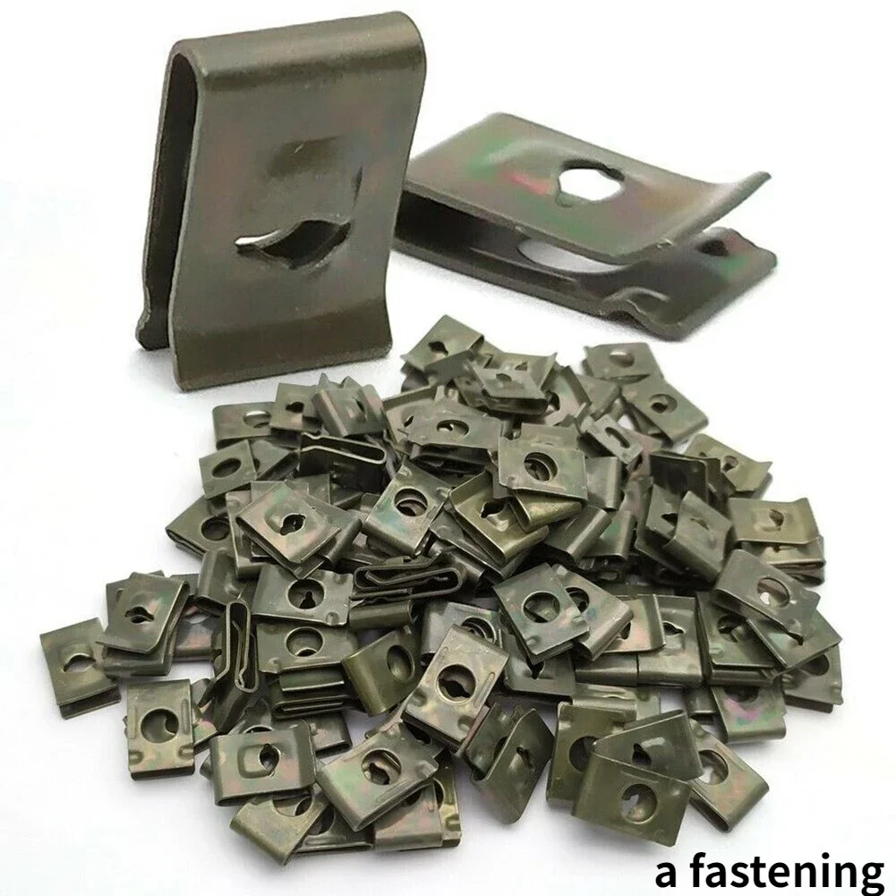 20Pcs Metal U-Type Clips for Car Bumper Fender Trim Panel Fastener Leaf Board Fastener Grommet Screw Clips Gasket