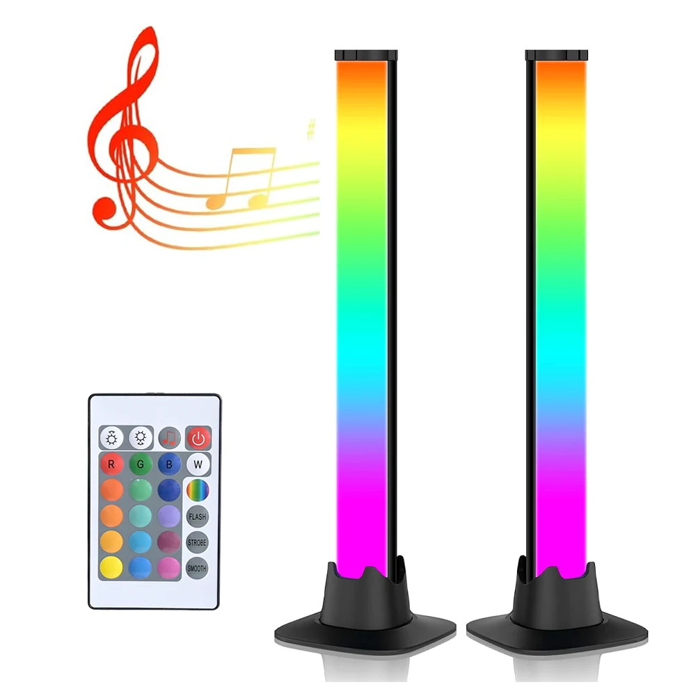 

2PCS 5V USB RGBIC LED Lamp Bar 30CM Dynamic Music Sync Ambient Lighting Gaming PC TV Room Decoration Remote Control Dimmable