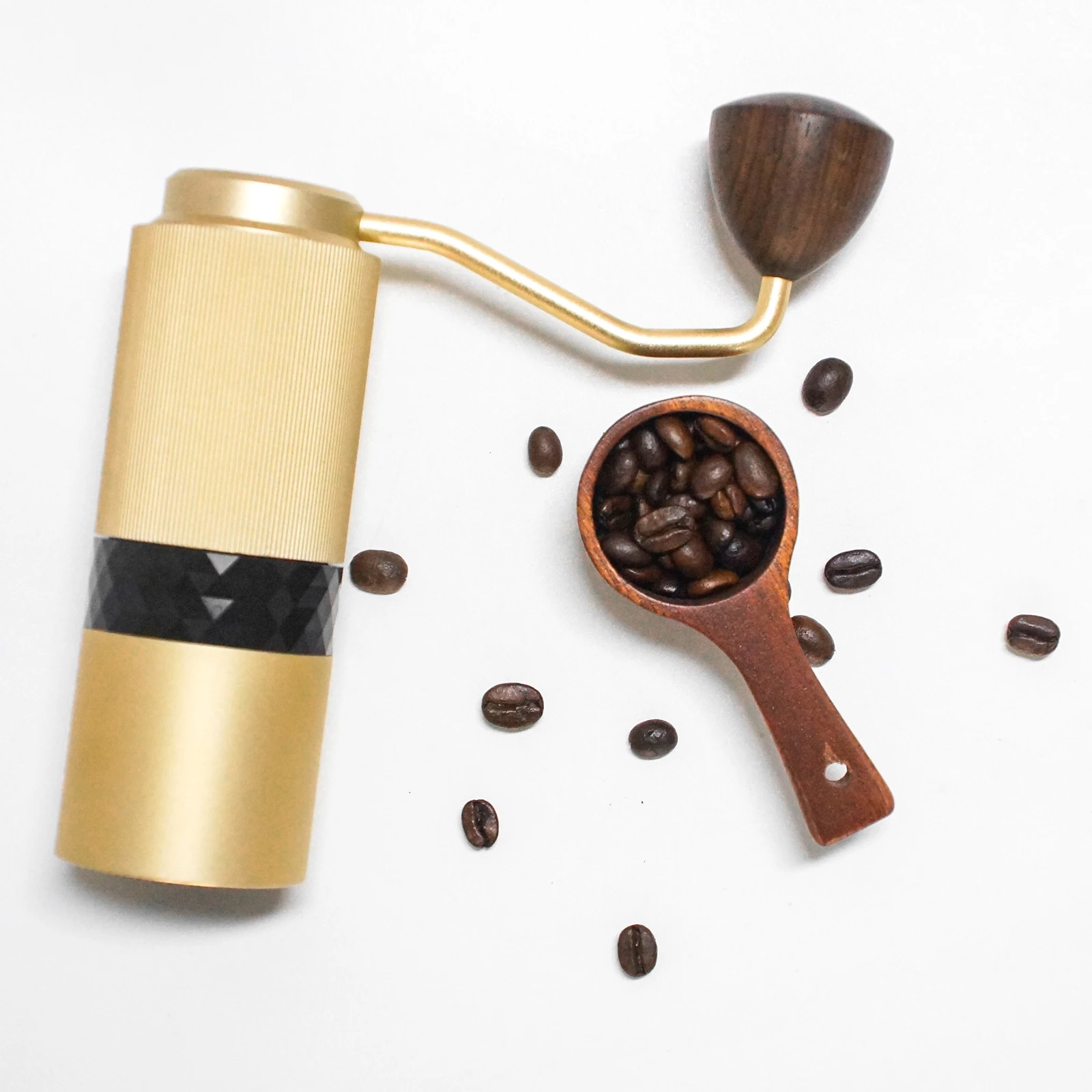 

New Stainless Steel High Quality Coffee Bean Burr Grinder Manual Blade Adjustable Selector Aluminum Alloy Body Golden