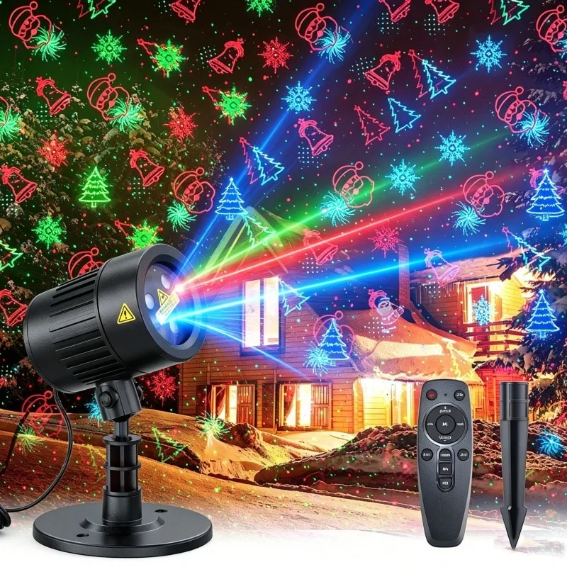 Green Blue Red Christmas Laser Projector Lights Outdoor 3 Color Laser Starry Star Light Show with Remote for House Patio Decor