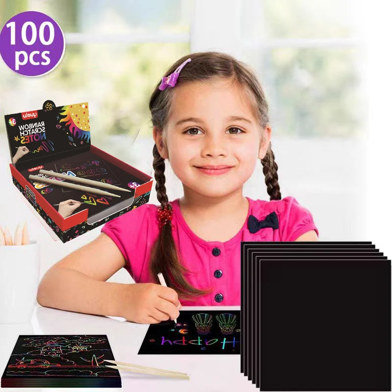 Magische Farbe Graffiti Malerei Papier Karte Kit Kinder Hand malerei Spielzeug Mini Notizen Papier Kinder DIY Kunst Malerei Papier Spielzeug Geschenke