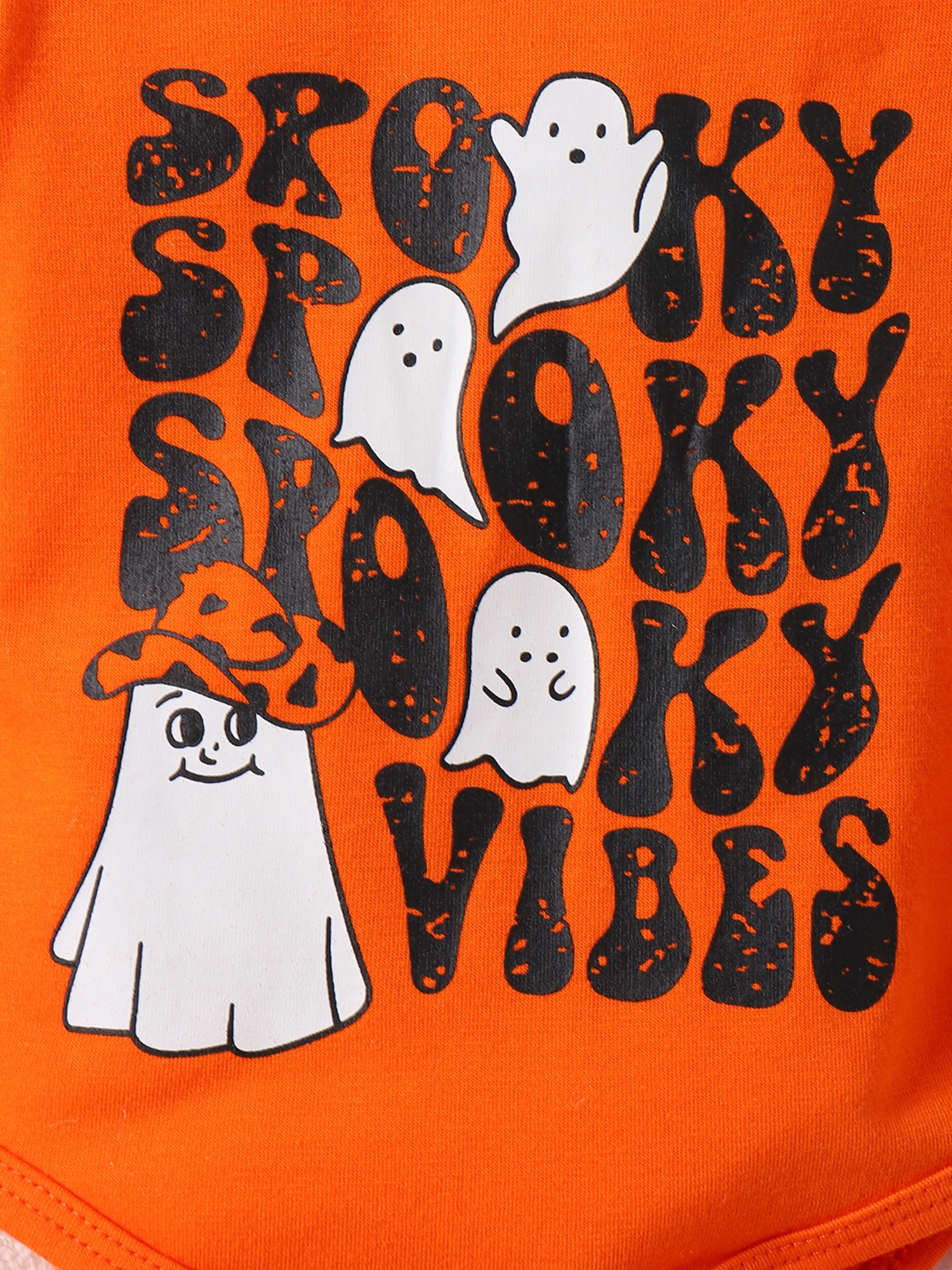 

Cute Toddler Halloween Costume Set with Pumpkin Skull Ghost Print Rompers and Flare Pants for Baby Girl
