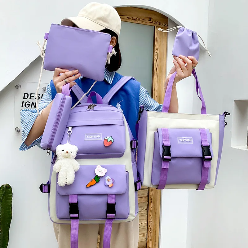 Tas Sekolah Anak Perempuan Santai Baru Kelas 4-6 Ransel Bahu Siswa SMP Kapasitas Besar Ringan Tahan Air Hadiah Anak-anak Mochilas