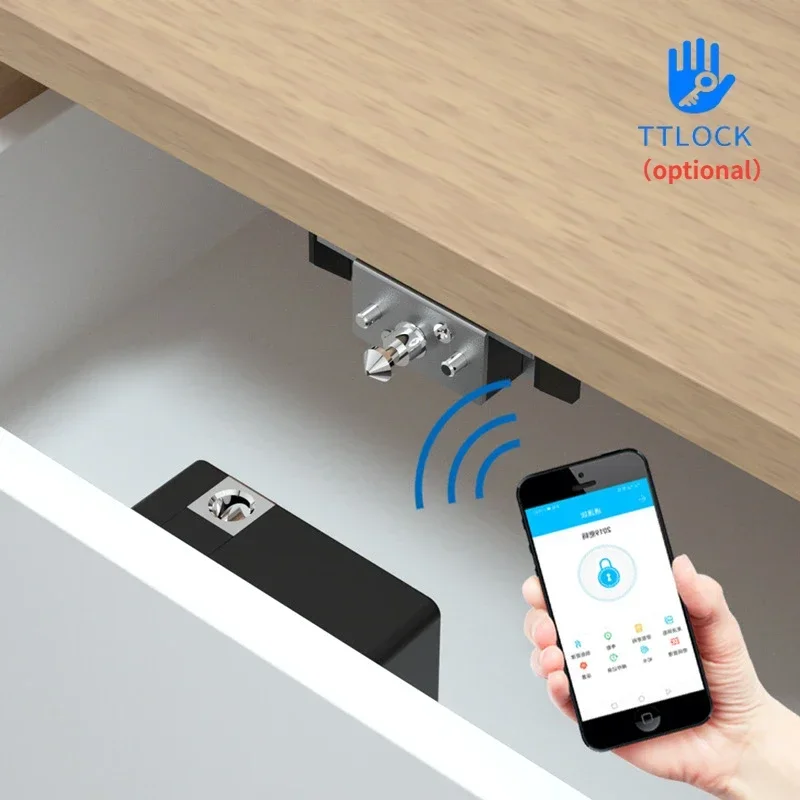 Electronic Lock Smart Wood Door Lock Keyless Invisible IC Card TTlock App NFC Unlock Cabinet Locker Furniture Drawer Smart Locks