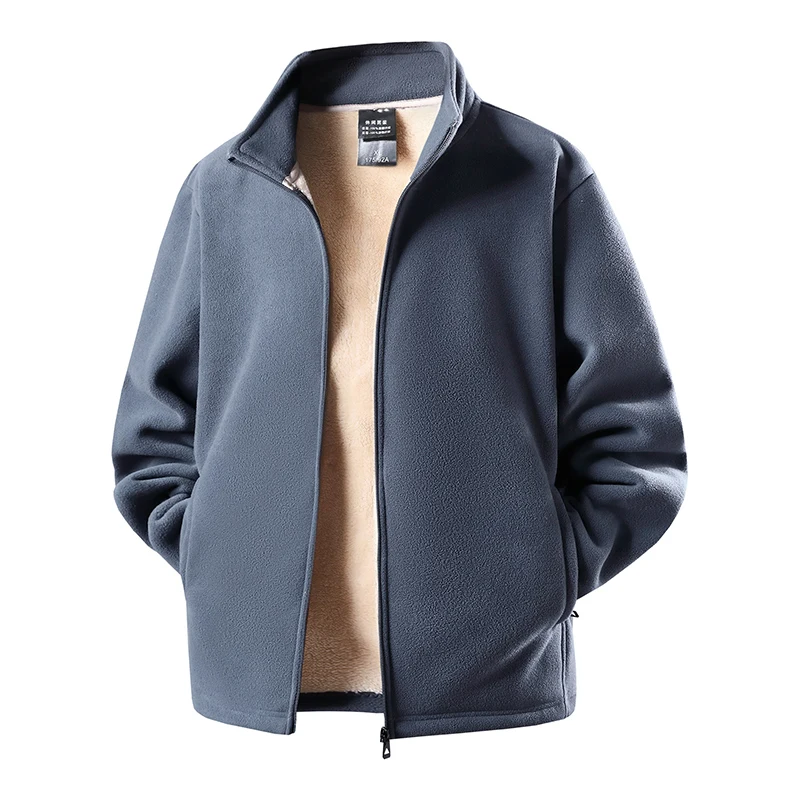 New Autumn/Winter Solid Color Outdoor Sports Thickened Warm Fleece Jacket Men's Casual Loose Plus Size High Quality Jacket