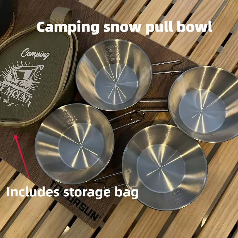 Camping Mug Stainless Steel Cup Tourist Tableware Picnic Utensils Outdoor Kitchen Equipment Cookware Hiking Coffee Cup Snow Pull