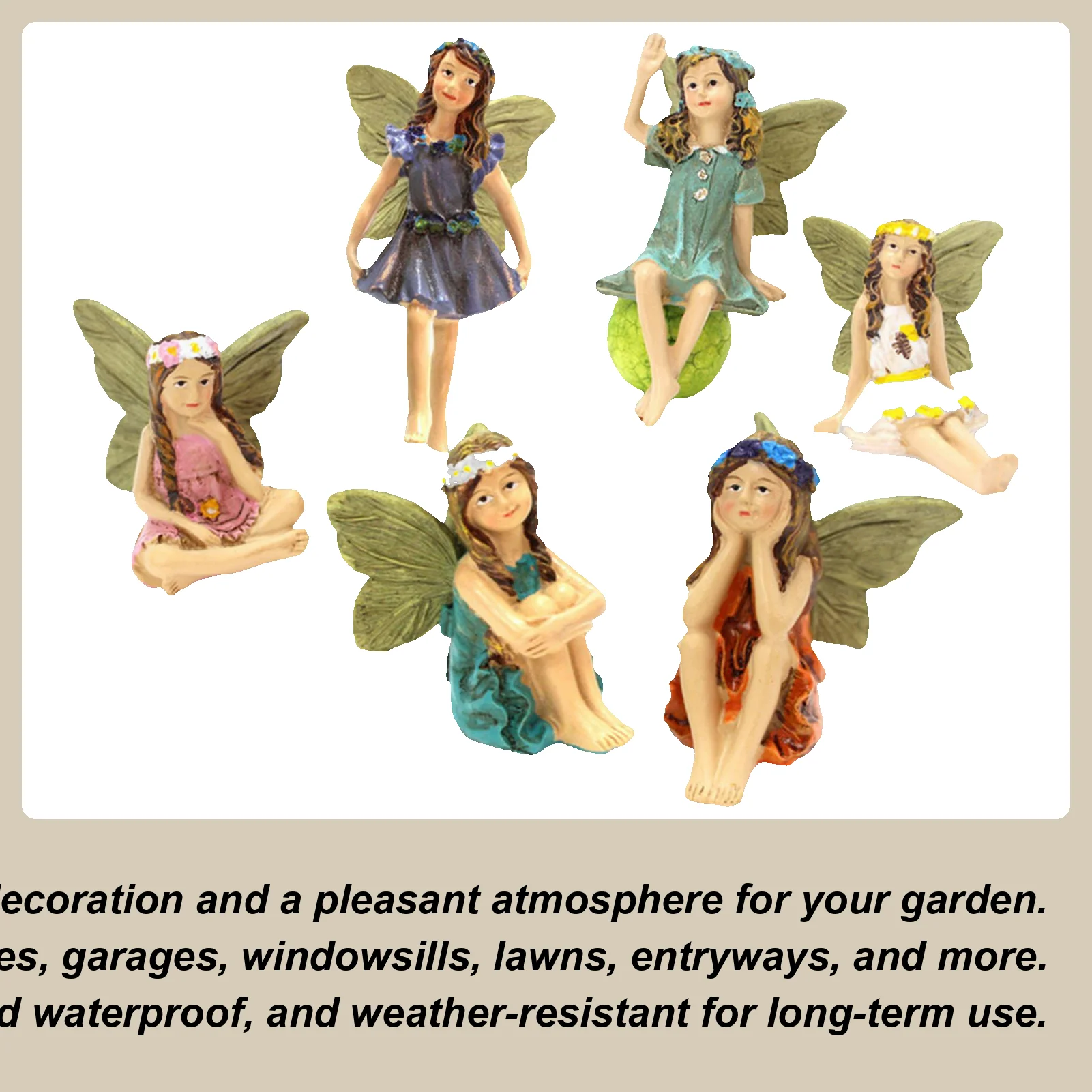 

6pcs 15cm Fairies Miniature Figurines Resin Colorful Cake Decoration Statue Accessories For Outdoor Garden Yard Home Decor