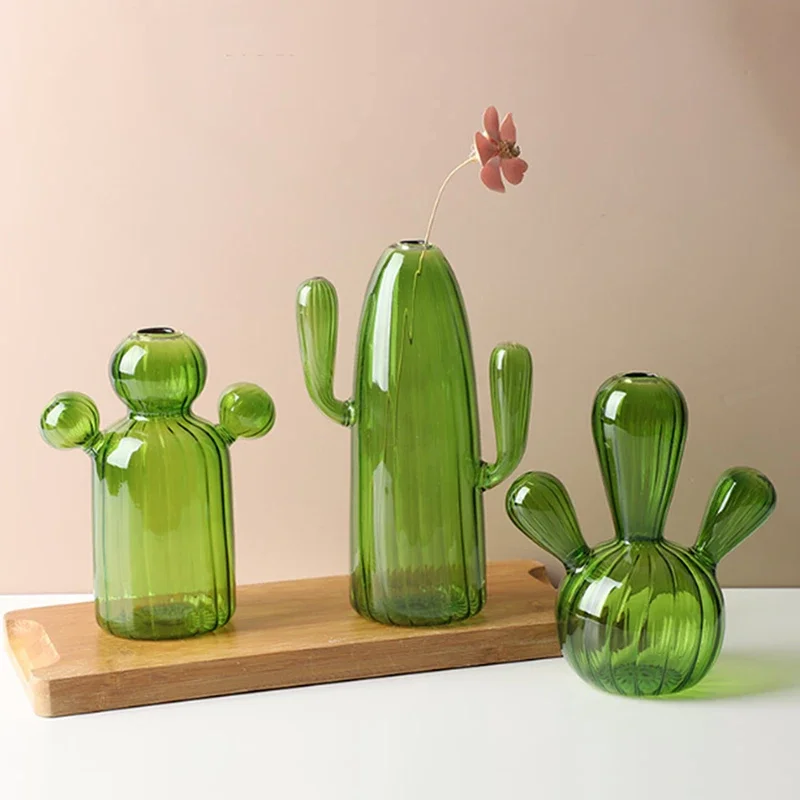 Colourful Glass Vase, Desktop Decorative Item, Cactus Vase, Plant Hydroponic Flower Pot, Living Room and Bedroom Decorative Item - view 4