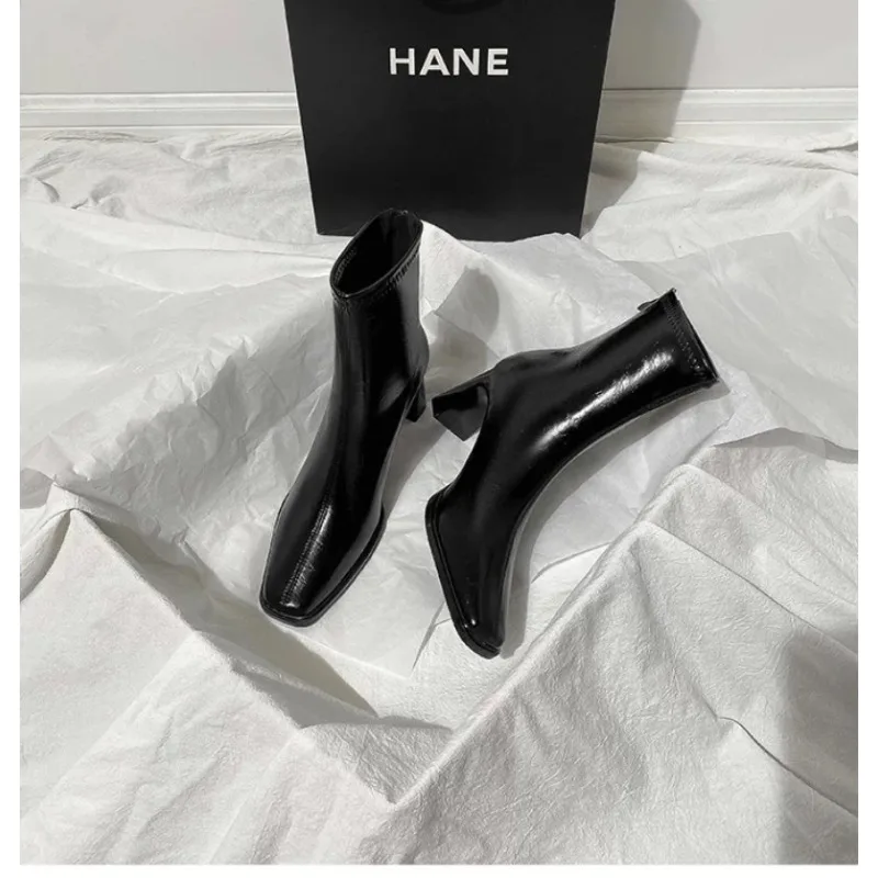 

Современные ботинки на высоком каблуке из микрофибры, зимняя теплая обувь, офисная женская элегантная классика в стиле ретро, женские ботильоны