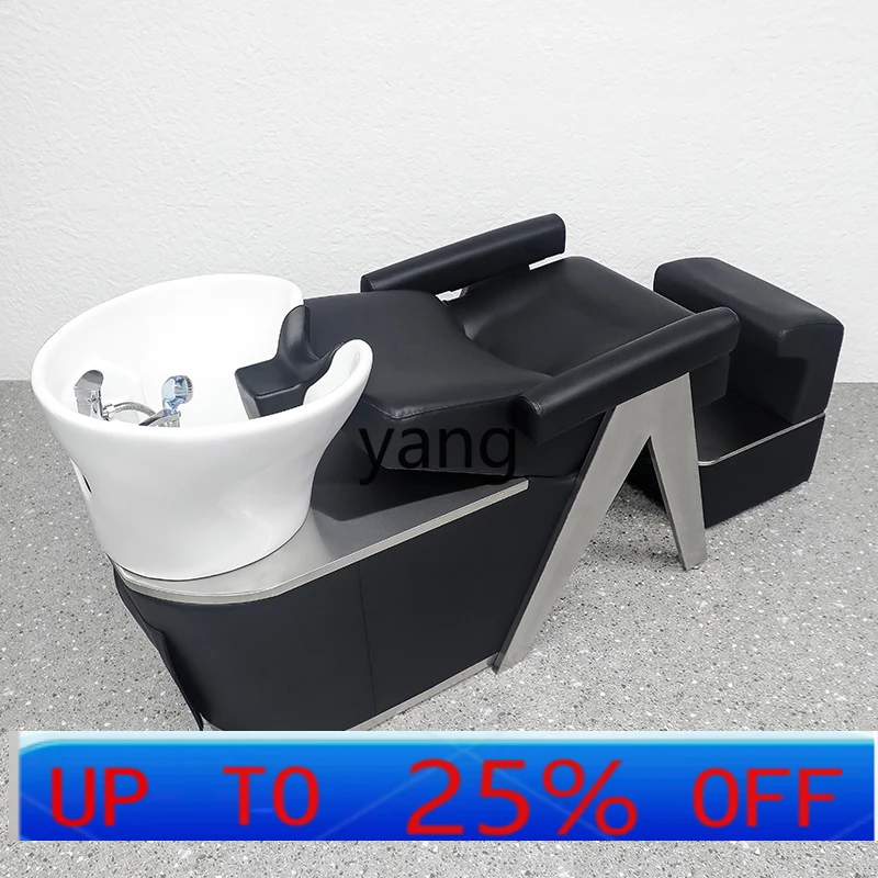 

lmm barber shop half-lying shampoo bed ceramic basin stainless steel flushing bed hair salon special