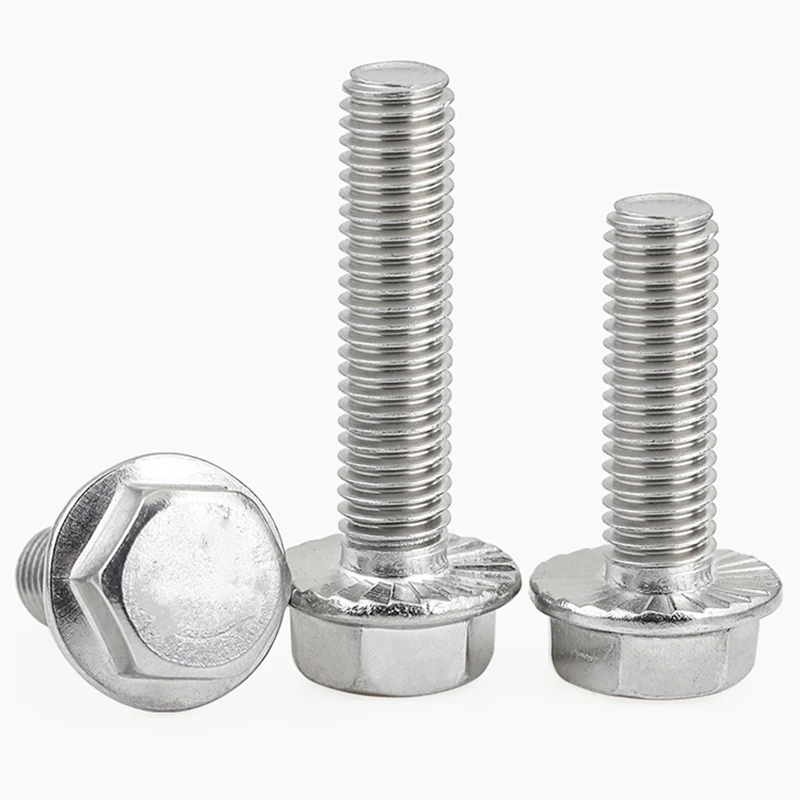 DIN6921 M4 M5 M6 M8 M10 M12 SUS304 A2-70 Stainless Steel Hexagon with Serrated Flange Cap Screw Hex Washer Flange Bolts