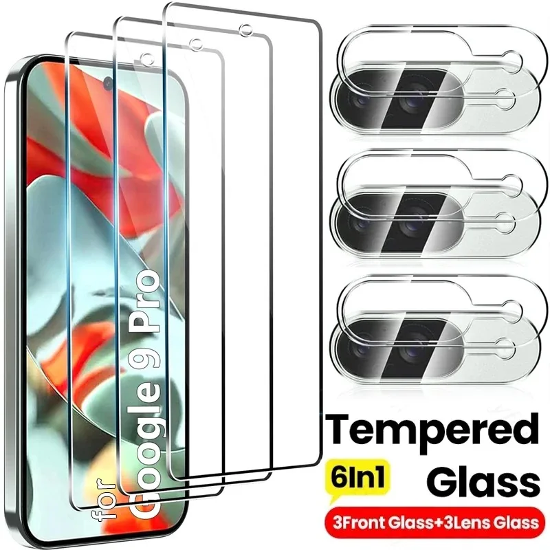 

6-in-1 For Google Pixel 9 Pro XL Pixel 8 Pro Tempered Glass 9H HD Clear Screen Protector For Google Pixel9 Pro Camera Lens Glass