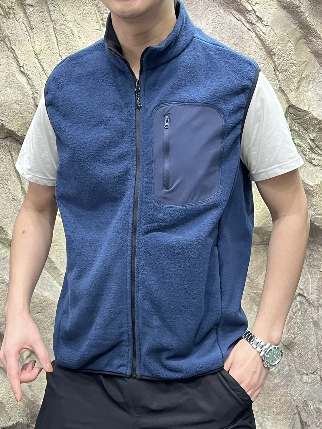 على الوجهين Fce Thiened الخريف الشتاء الرجال سترة Jaet الوقوف طوق العصرية لون نقي يندبروف ملابس خارجية دافئة #2