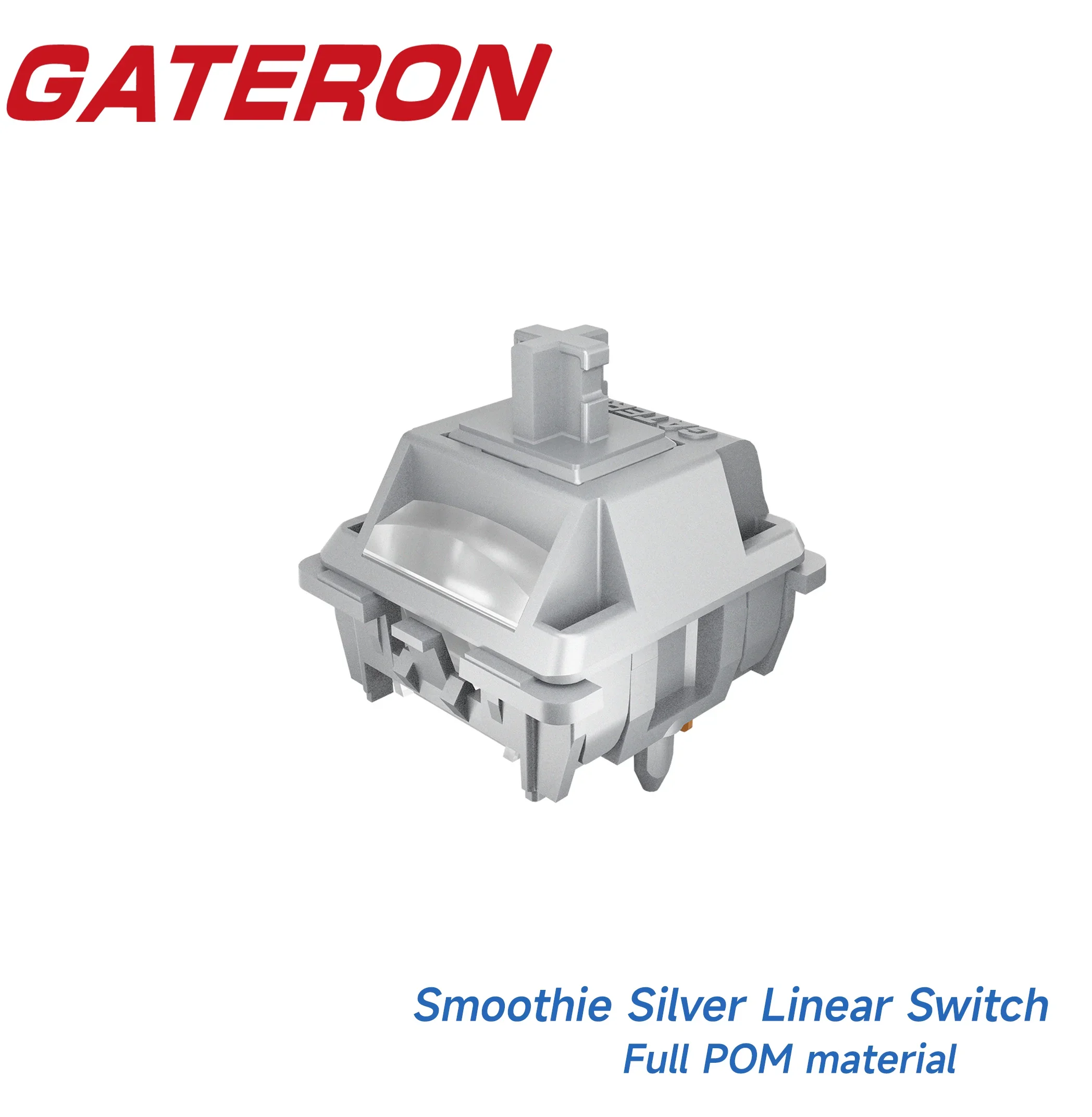 GATERON Smoothie Silver Switch 5 Pin Linear POM Housing Stem RGB SMD DIY Hotswap 105pcs per can for Mechanical Keyboard