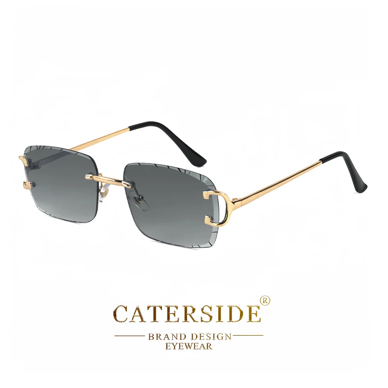Caterside Randlose Farbverlauf Quadrat Sonnenbrille Mann Diamant Kupfernickel Rahmen Sonnenbrille Punk Frauen Kleine Rahmenlose Brillen UV400 – Detail 12