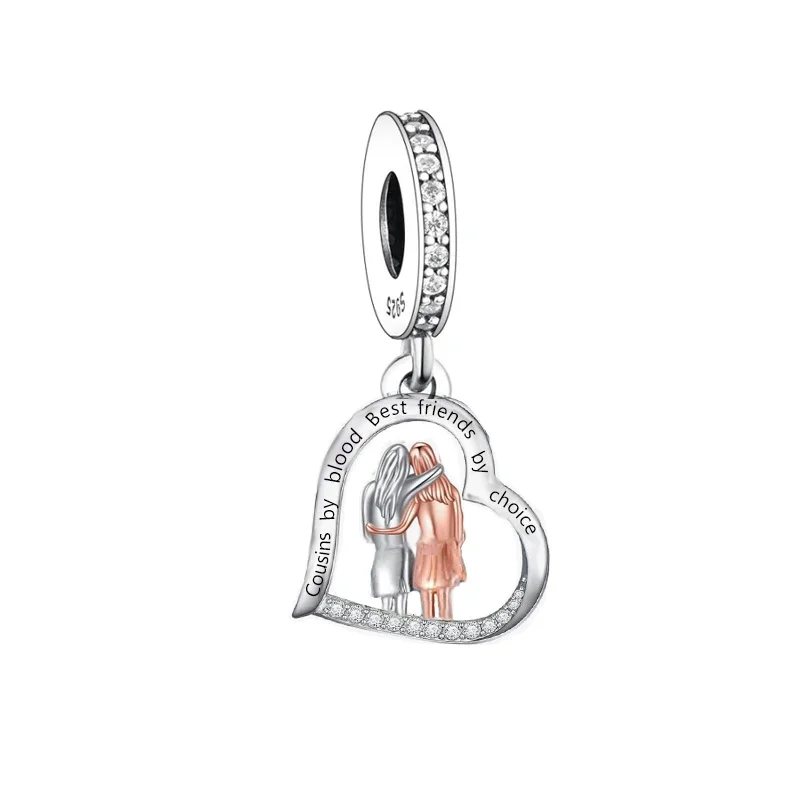 Huoonew Fit Original Pan Charm Bracelet Authentic 925 Sterling Silver Two Sisters Hug Love Each Other Bead For Making Berloque