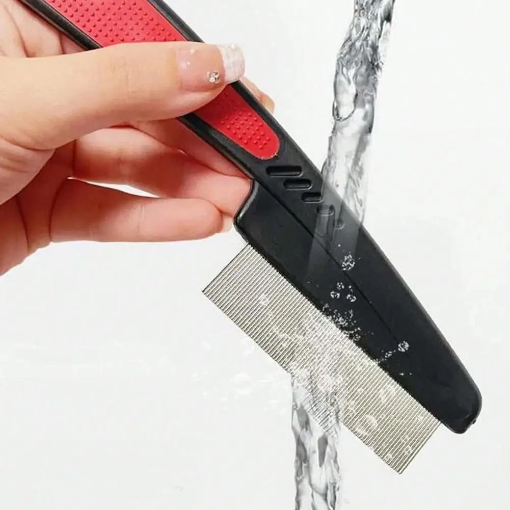 Peine para piojos de acero inoxidable amarillo, peine para piojos de dientes ultrafinos, cepillo para eliminar la caspa, peine para el tratamiento de piojos y liendres.