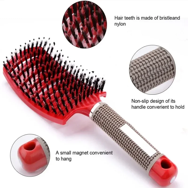 Hair Brush Detangling Hairbrush Bristle&Nylon Women's Wet Curly Hair Scalp Massage Comb Salon Hairdressing Styling Tools