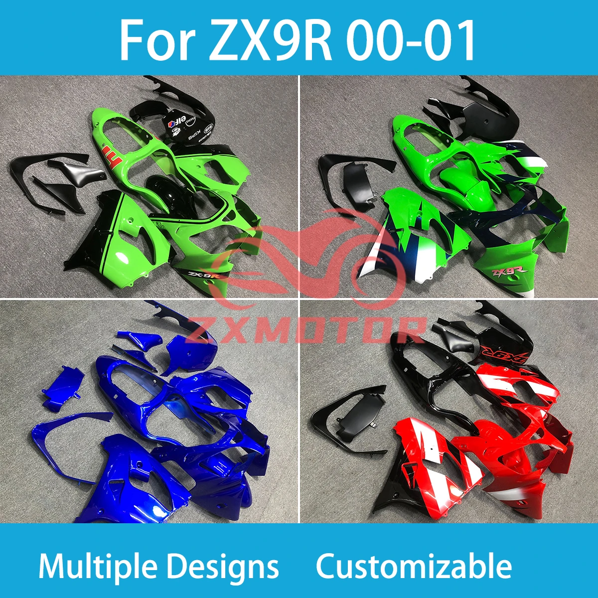 

ZX9R 2000 2001 Injection Fairings for Kawasaki ZX 9R 00 01 ABS ZXMT Plastic Motorcycle Body Parts Kit Fairing