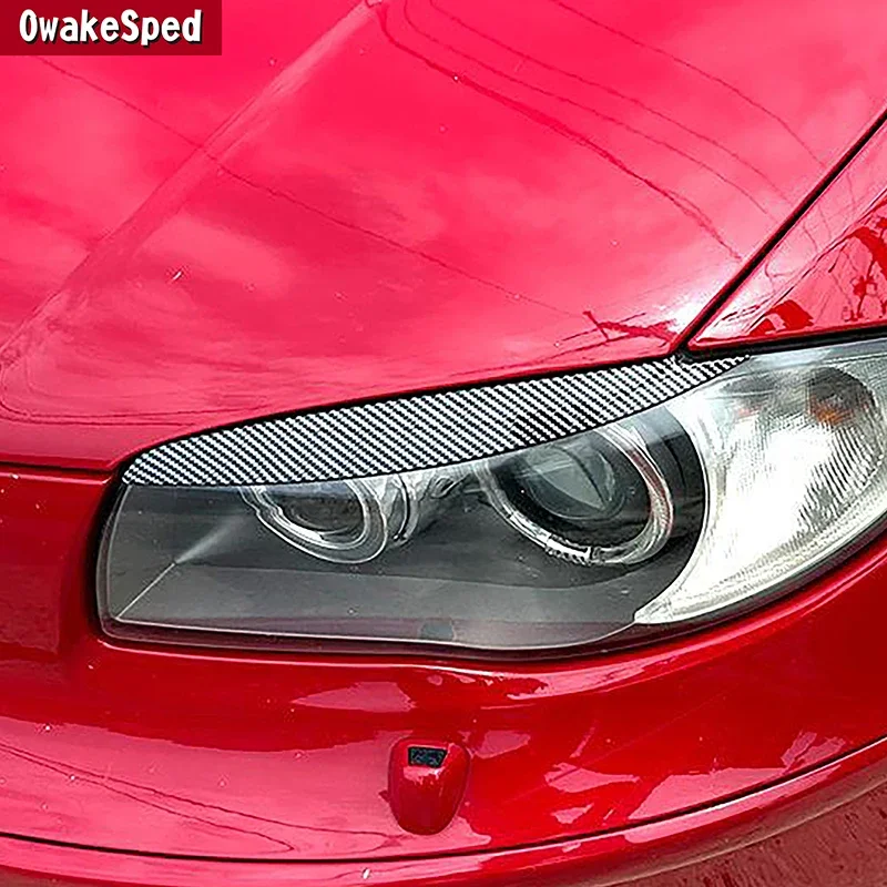 

For BMW 1 Series E81 E82 E87 E88 2008-2013 Car Front Headlight Eyebrow Trim Strip Carbon Fiber Pattern Auto Exterior Accessories