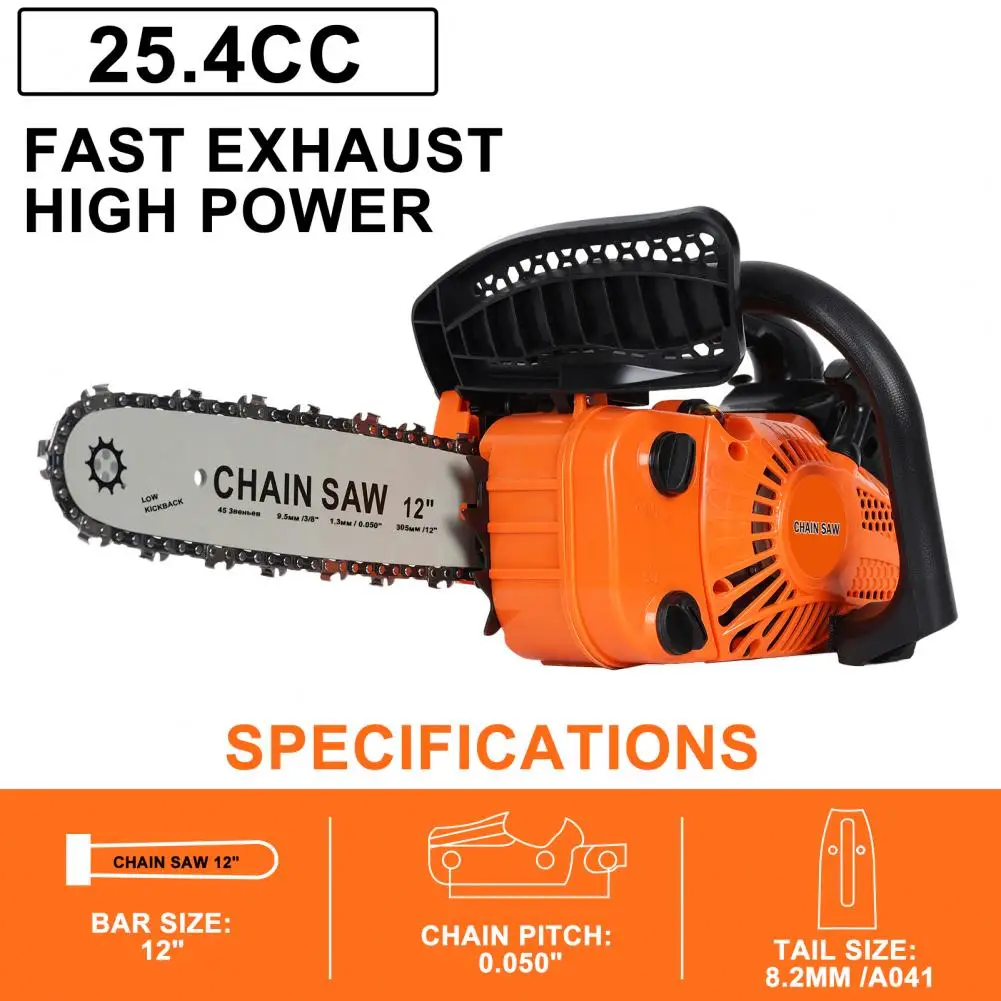 

25.4cc Gasoline Chain Saw,2-Stroke Portable Chain Saw,Orange Gas Chainsaw,Handheld High-Power Logging Saw,Gas Small Garden Saw