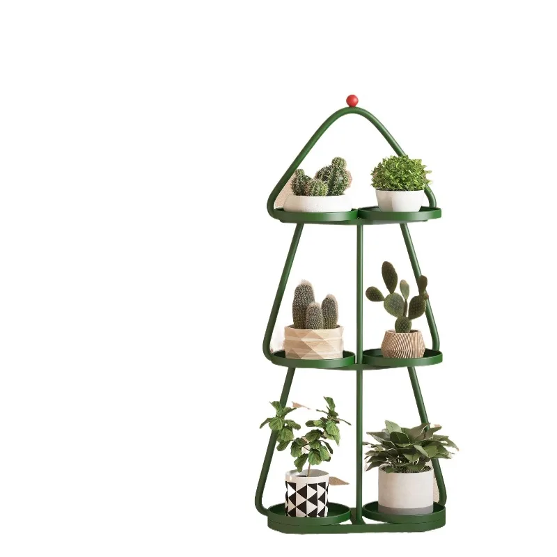 6-Tier Movable Iron Plant Stand Christmas Storage Rack Multi-layer Flower Pot Shelf Living Room Balcony Home Decor