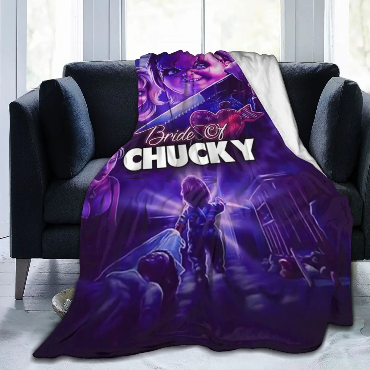 

Throw Blanket Chucky's Bride Micro Fleece Blanket Four Sizes Cartoon Warm For Bedroom AntiPilling Blanket