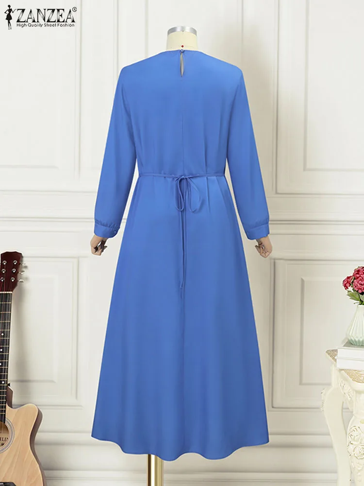 ZANZEA-Robe Maxi Musulmane Élégante pour Femme, Abaya de Ramadan, Manches sulf, Imprimé Floral, Robe d'Été Bohème, Vêtements Islamiques