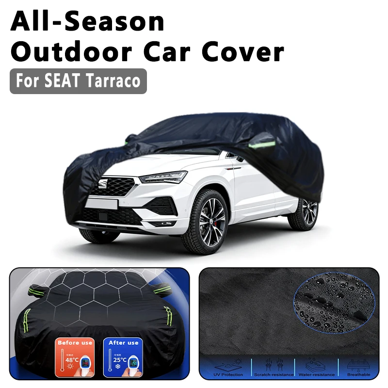 

Outdoor Car Cover Waterproof Dustproof UV Sun Protection, Full Car Protector Exterior Accessories For SEAT Tarraco KN2