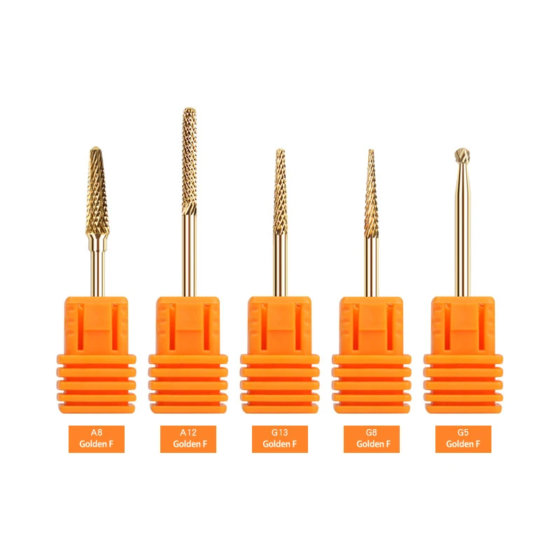 Nail Golden Drill Bits Grinding Head Tungsten Steel Polishing Clean Tool Nail Art High Quality Nail Specialized Tools