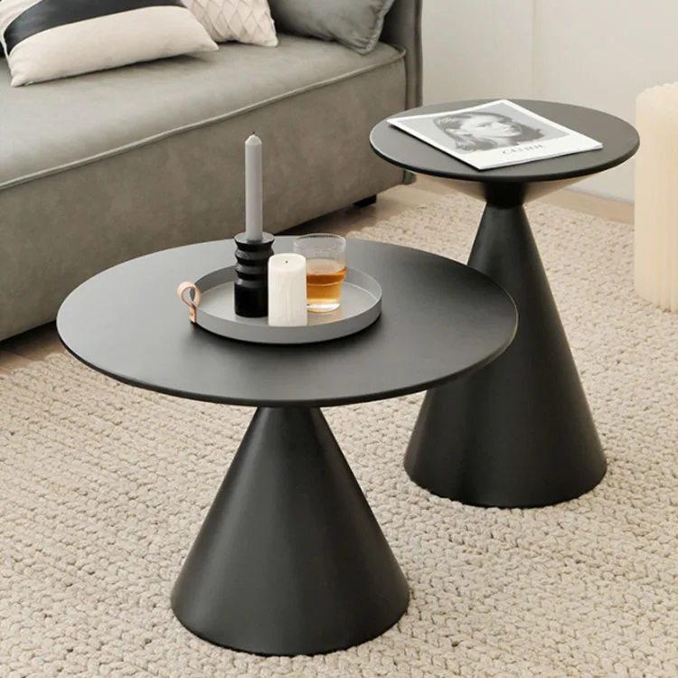 

Modern Round Wooden Side Sofa Table For Living Room Tea & Coffee Table With Panel Style Home Furniture