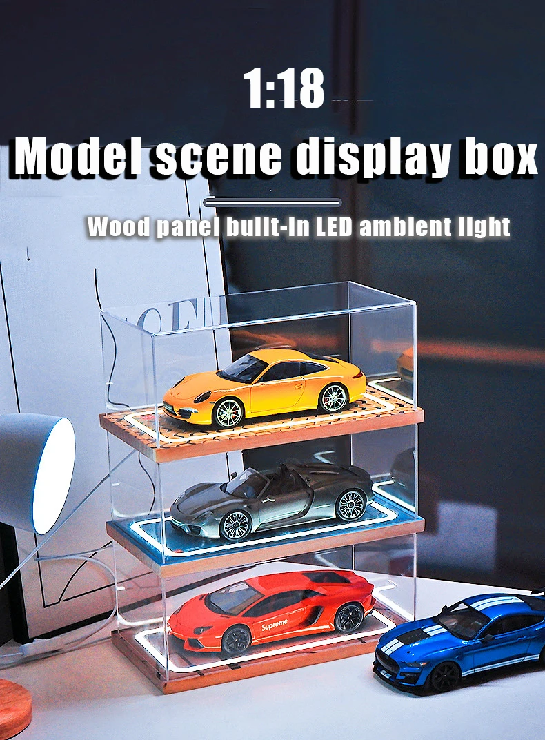 

Diorama 1:18 Scale Scene Display Box Car Model Miniature Garage Parking Space HD Acrylic Figure Blind Box Collection Gift Toy