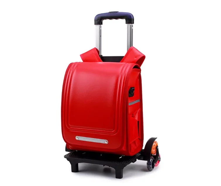 

Школьные сумки на колесиках для девочек, японский школьный рюкзак Randoseru на колесиках, японская ортопедическая школьная сумка, рюкзак на колесиках из искусственной кожи