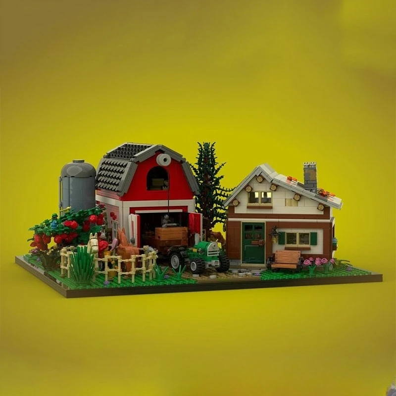 

MOC ферма жизнь мелкие частицы строительный блок детские развивающие игрушки орнамент модель дети любят собирать кирпичи игрушки