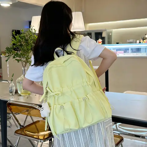 Mochila de gran capacidad, linda mochila con lazo de mariposa, mochila universitaria de aspecto alto para estudiantes femeninas