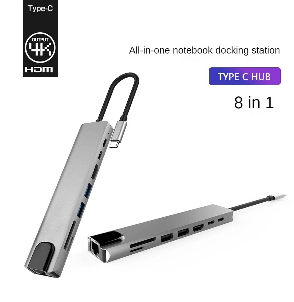 USB C Hub Type-C to 4K 30Hz HD Display SD/TF Card Reader RJ45 100Mbps Ethernet Adapter Multi-port Splitter PD for Laptop Docking - Image 3