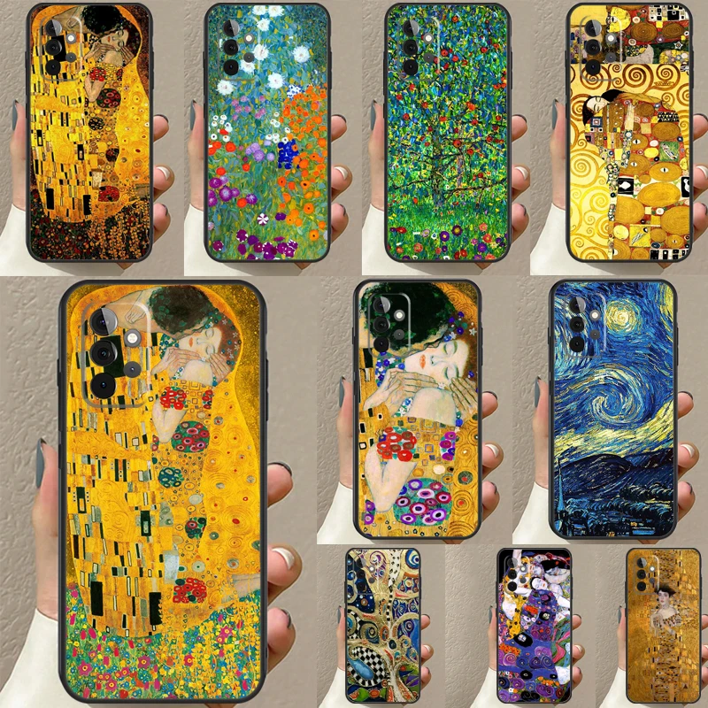 Starry Night Klimt Kiss Case For Samsung Galaxy A54 A34 A14 A51 A71 A50 A70 A12 A22 A32 A52 A53 A33 A13 Back Cover