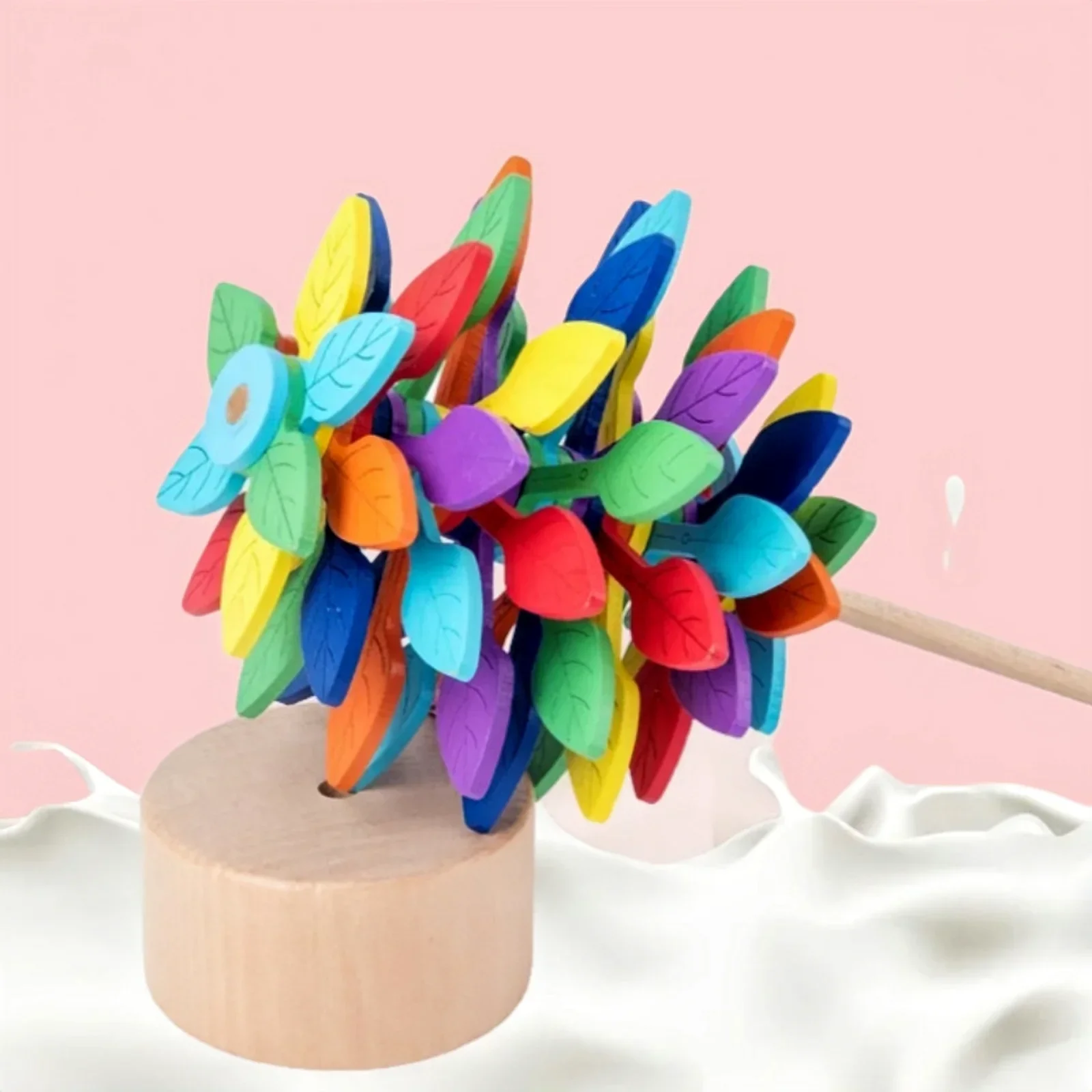 Wooden Rotating Lollipop Adult Creative Decompression Toy Kid Spin Magic Wand Educational Toy Office Anxiety Stress Relief Decor